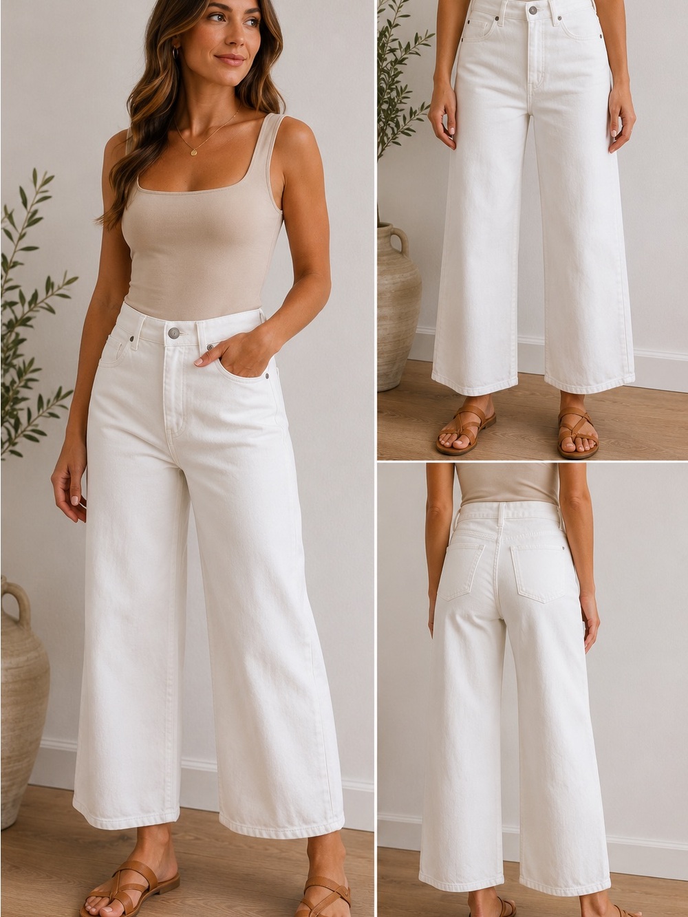 Madewell The Perfect Vintage Wide-Leg Crop Jeans | White | Size 29P